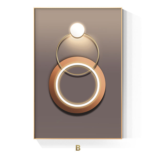 Goldener Ring Moderne Ästhetik Abstrakte Wandkunst Feinart Leinwanddrucke Geometrische Bilder Für Luxuriöses Wohnzimmer Esszimmer, Home Office Dekor | Karnz