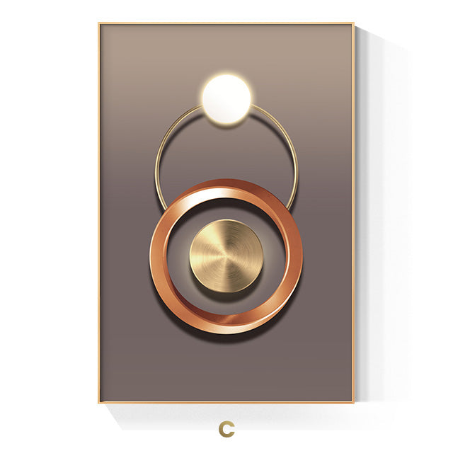 Goldener Ring Moderne Ästhetik Abstrakte Wandkunst Feinart Leinwanddrucke Geometrische Bilder Für Luxuriöses Wohnzimmer Esszimmer, Home Office Dekor | Karnz