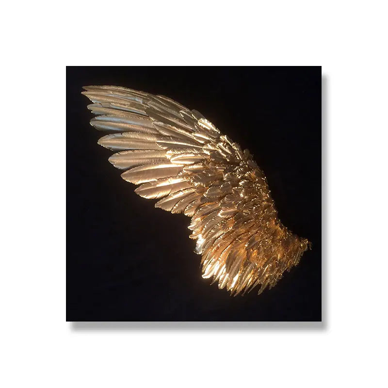 Goldene Engel Flügel Wandkunst Fine Art Poster Drucke Elegante vergoldete Feder Diptychon Leinwanddruck für moderne Schlafzimmerdekoration
