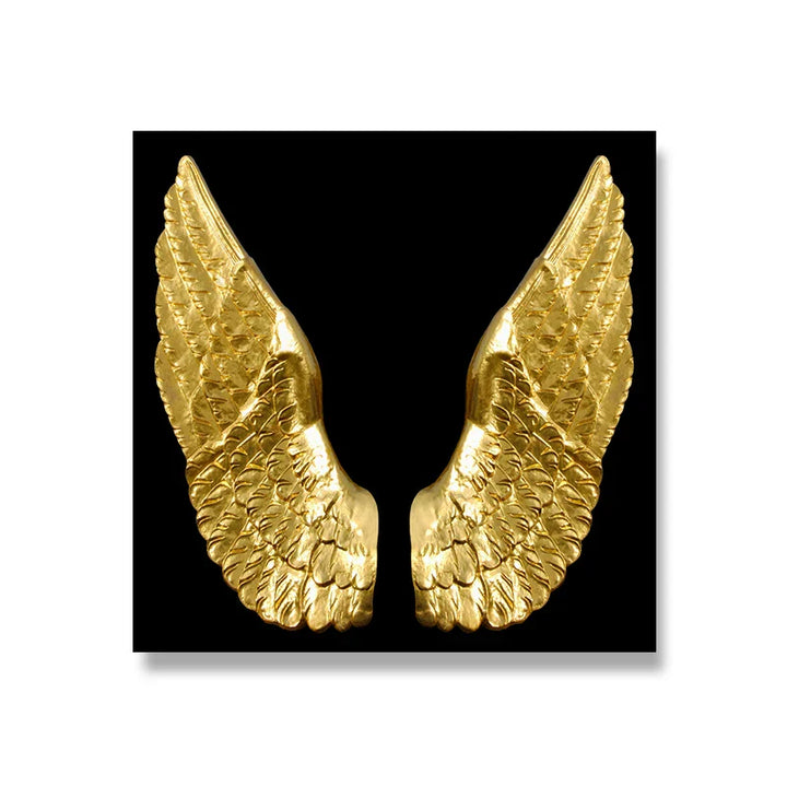 Goldene Engel Flügel Wandkunst Fine Art Poster Drucke Elegante vergoldete Feder Diptychon Leinwanddruck für moderne Schlafzimmerdekoration