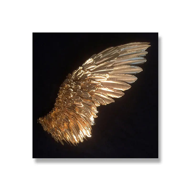 Goldene Engel Flügel Wandkunst Fine Art Poster Drucke Elegante vergoldete Feder Diptychon Leinwanddruck für moderne Schlafzimmerdekoration