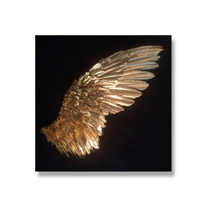 Goldene Engel Flügel Wandkunst Fine Art Poster Drucke Elegante vergoldete Feder Diptychon Leinwanddruck für moderne Schlafzimmerdekoration