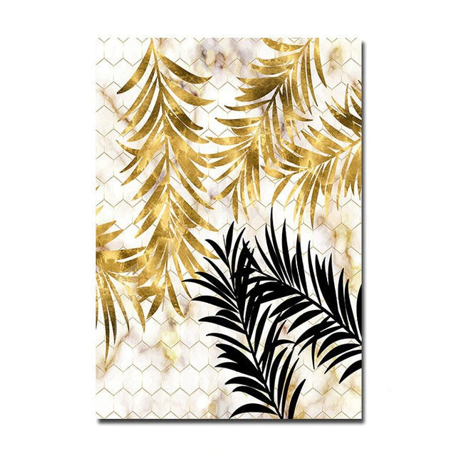 Nordic Tropical Gold Leaves Abstract Wall Art Posters Fine Art Canvas Prints Pictures Für Modern Apartment Wohnzimmer Dekor