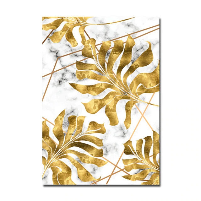 Nordic Tropical Gold Leaves Abstract Wall Art Posters Fine Art Canvas Prints Pictures Für Modern Apartment Wohnzimmer Dekor
