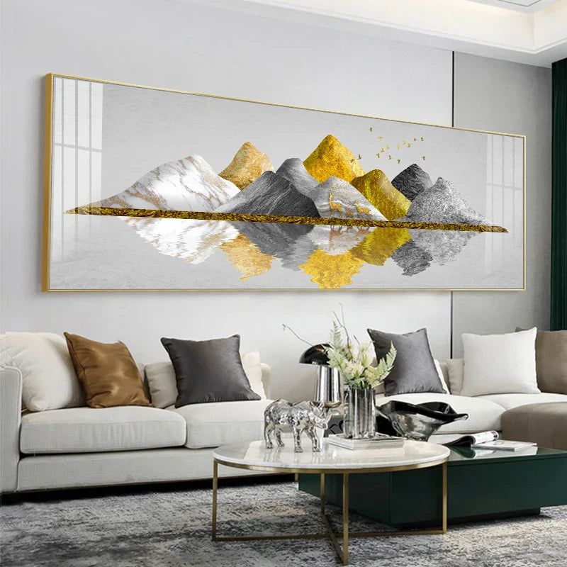 Golden Mountain Landschaft Weitformat Wandkunst Feinart Leinwanddrucke Große Größen Bilder Für Über Das Sofa Bild Für Über Das Bett
