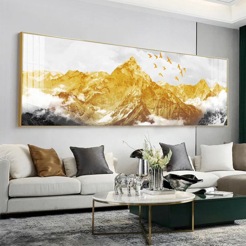 Golden Mountain Landschaft Weitformat Wandkunst Feinart Leinwanddrucke Große Größen Bilder Für Über Das Sofa Bild Für Über Das Bett