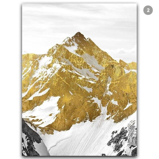 Mystisches Goldenes Berglandschaft Wandkunst Fine Art Leinwanddrucke Abstrakte Nordische Bilder Für Modernes Wohnen