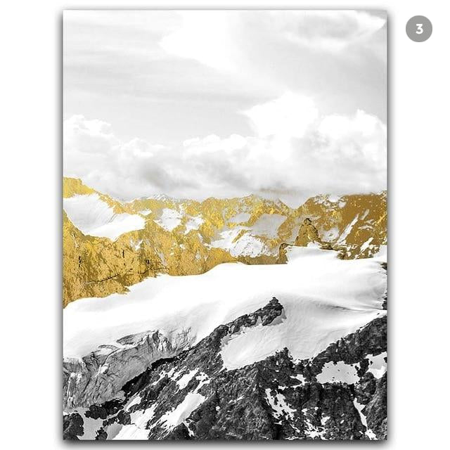 Mystisches Goldenes Berglandschaft Wandkunst Fine Art Leinwanddrucke Abstrakte Nordische Bilder Für Modernes Wohnen