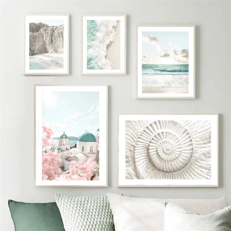 Griechische Insel Landschaft Galerie Wandkunst Fine Art Leinwanddrucke Bilder von Santorini Poster für Wohnzimmer Schlafzimmer Inspirierende Kunst für modernes Wohnen