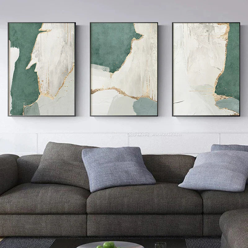Grün Braun Nordisch Abstrakt Geomorphes Wandkunst Fine Art Leinwanddrucke Bilder für moderne Wohnung Wohnzimmer Home Office Kunst Dekor | Karnz