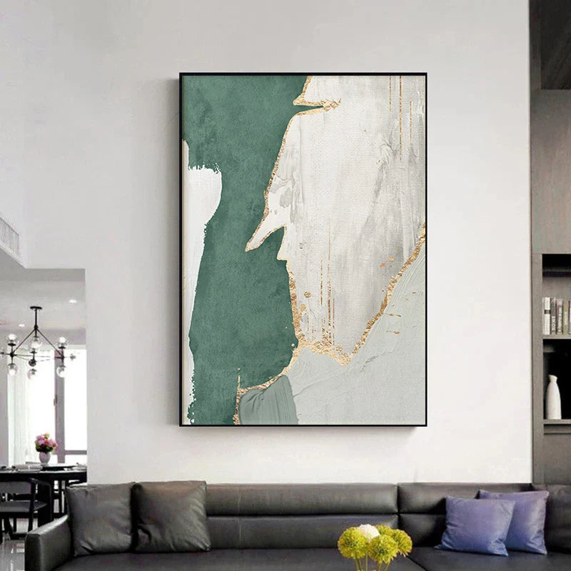 Grün Braun Nordisch Abstrakt Geomorphes Wandkunst Fine Art Leinwanddrucke Bilder für moderne Wohnung Wohnzimmer Home Office Kunst Dekor | Karnz