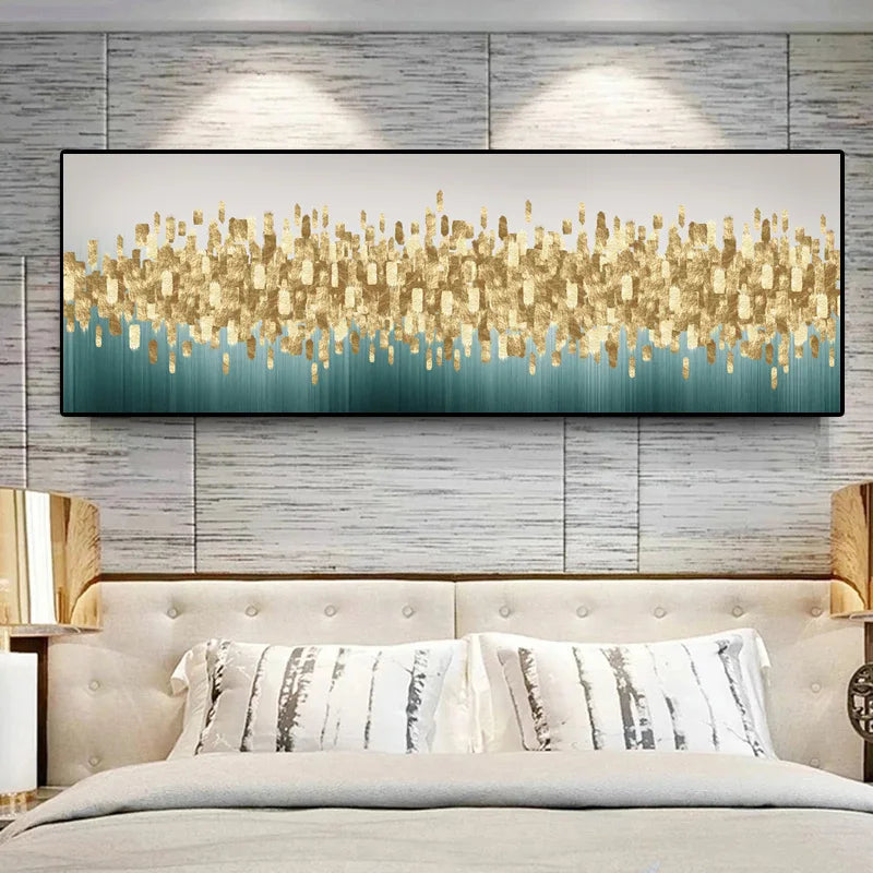 Grün Goldene Abstrakte Stadtlandschaft Wandkunst feine Kunst Leinwanddrucke Bilder für Über dem Sofa Schlafzimmer Kunst für Über dem Bett