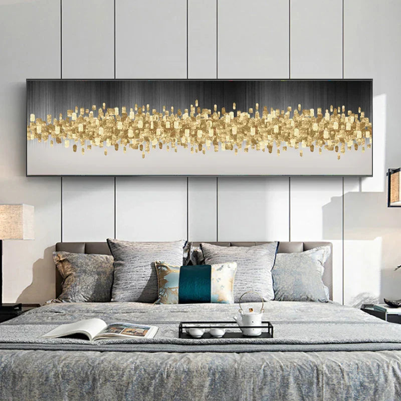 Grün Goldene Abstrakte Stadtlandschaft Wandkunst feine Kunst Leinwanddrucke Bilder für Über dem Sofa Schlafzimmer Kunst für Über dem Bett