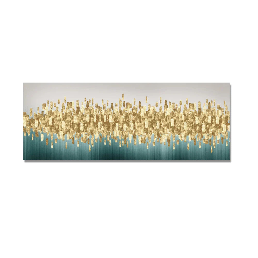 Grün Goldene Abstrakte Stadtlandschaft Wandkunst feine Kunst Leinwanddrucke Bilder für Über dem Sofa Schlafzimmer Kunst für Über dem Bett