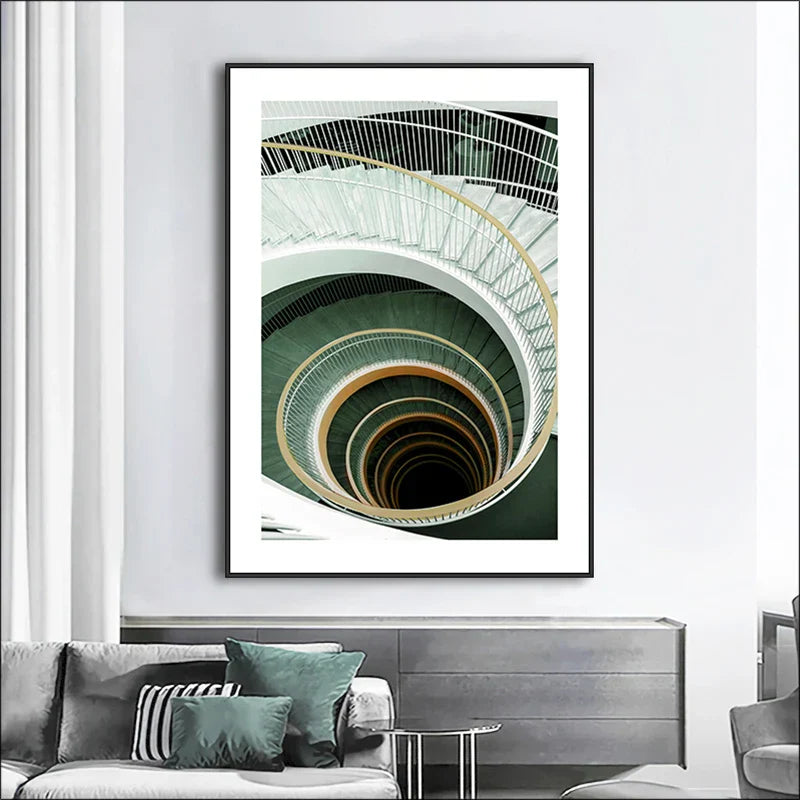 Grüne Streifen Überlagerte Bögen Wandkunst Feine Kunstdrucke Klassische Architektonische Abstrakte Bilder Für Modernes Apartment Wohnzimmer Esszimmer Kunst Dekor