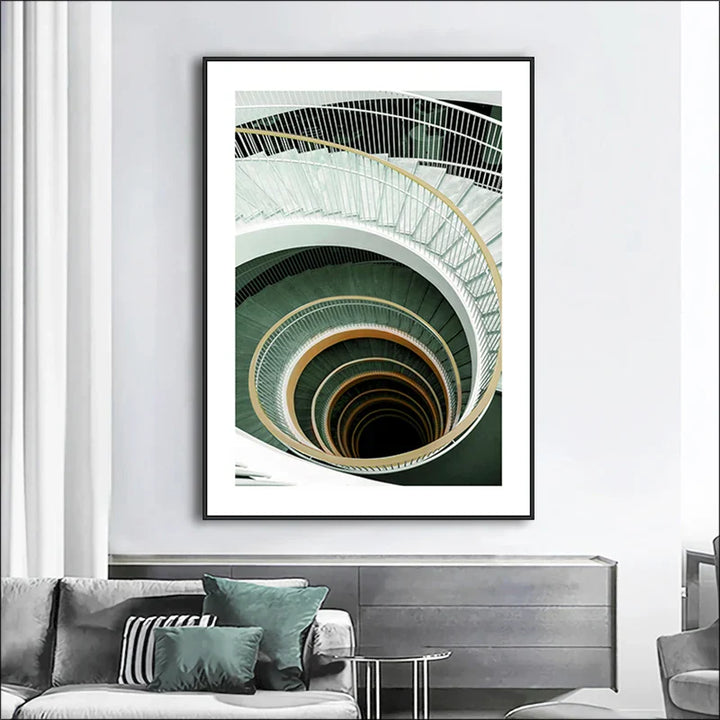 Grüne Streifen Überlagerte Bögen Wandkunst Feine Kunstdrucke Klassische Architektonische Abstrakte Bilder Für Modernes Apartment Wohnzimmer Esszimmer Kunst Dekor