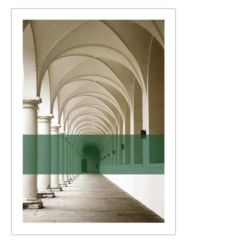 Grüne Streifen Überlagerte Bögen Wandkunst Feine Kunstdrucke Klassische Architektonische Abstrakte Bilder Für Modernes Apartment Wohnzimmer Esszimmer Kunst Dekor
