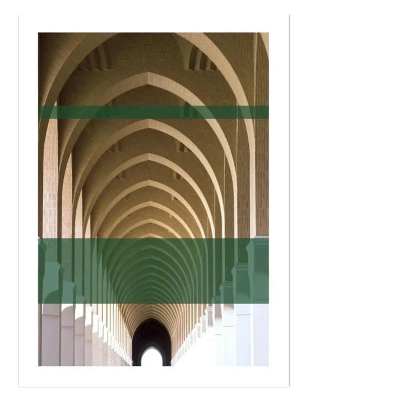 Grüne Streifen Überlagerte Bögen Wandkunst Feine Kunstdrucke Klassische Architektonische Abstrakte Bilder Für Modernes Apartment Wohnzimmer Esszimmer Kunst Dekor