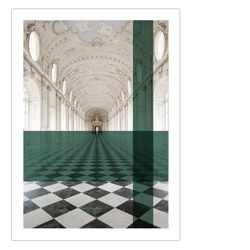 Grüne Streifen Überlagerte Bögen Wandkunst Feine Kunstdrucke Klassische Architektonische Abstrakte Bilder Für Modernes Apartment Wohnzimmer Esszimmer Kunst Dekor
