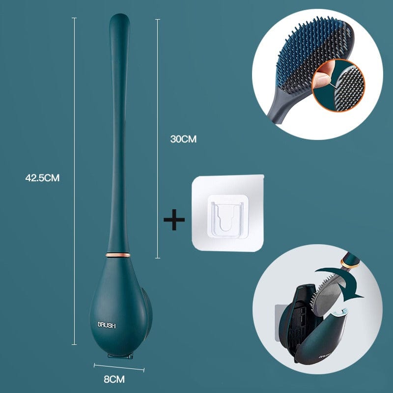 Hygienische Silikon-Toilettenbürste mit Wandhalterung und schnelltrocknendem Design