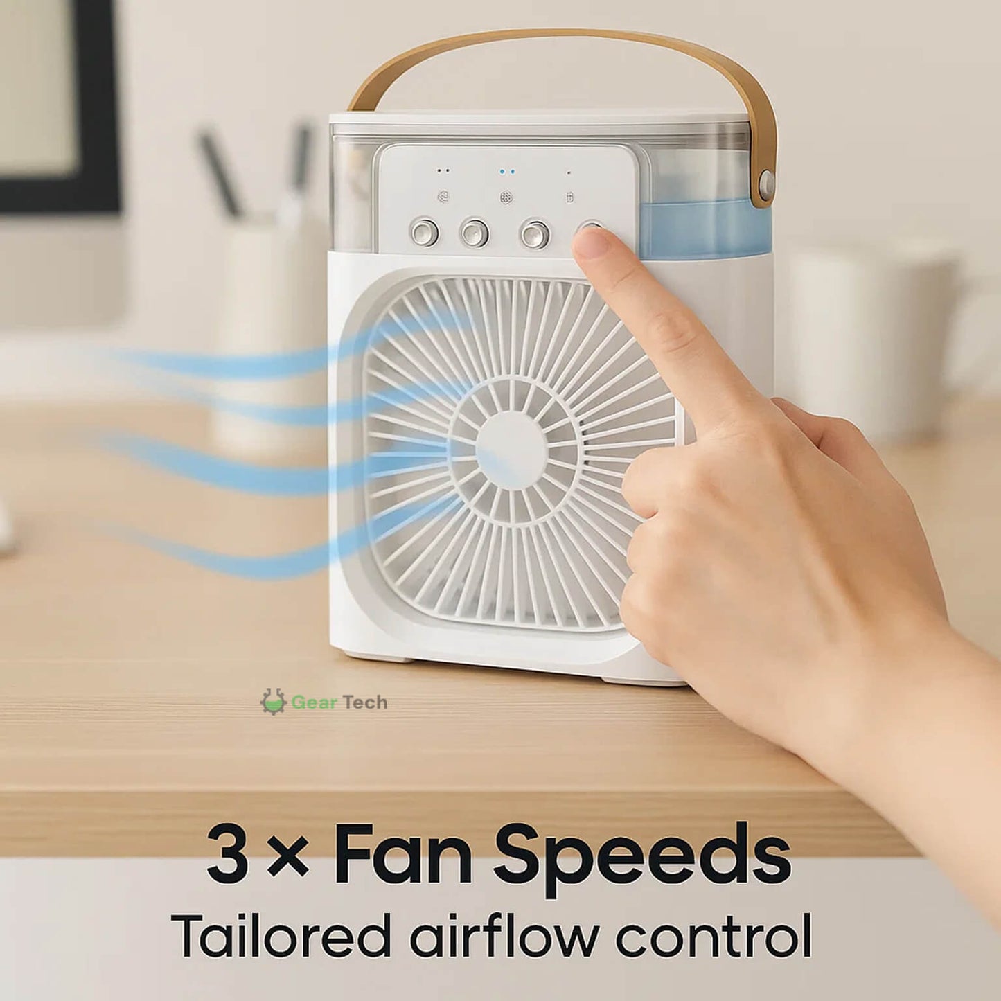 3-in-1 Luftkühler Luftbefeuchter | Tragbar, einstellbare Lüftergeschwindigkeiten & Ideal für Schlafzimmer, Büros & kleine Räume | Karnz