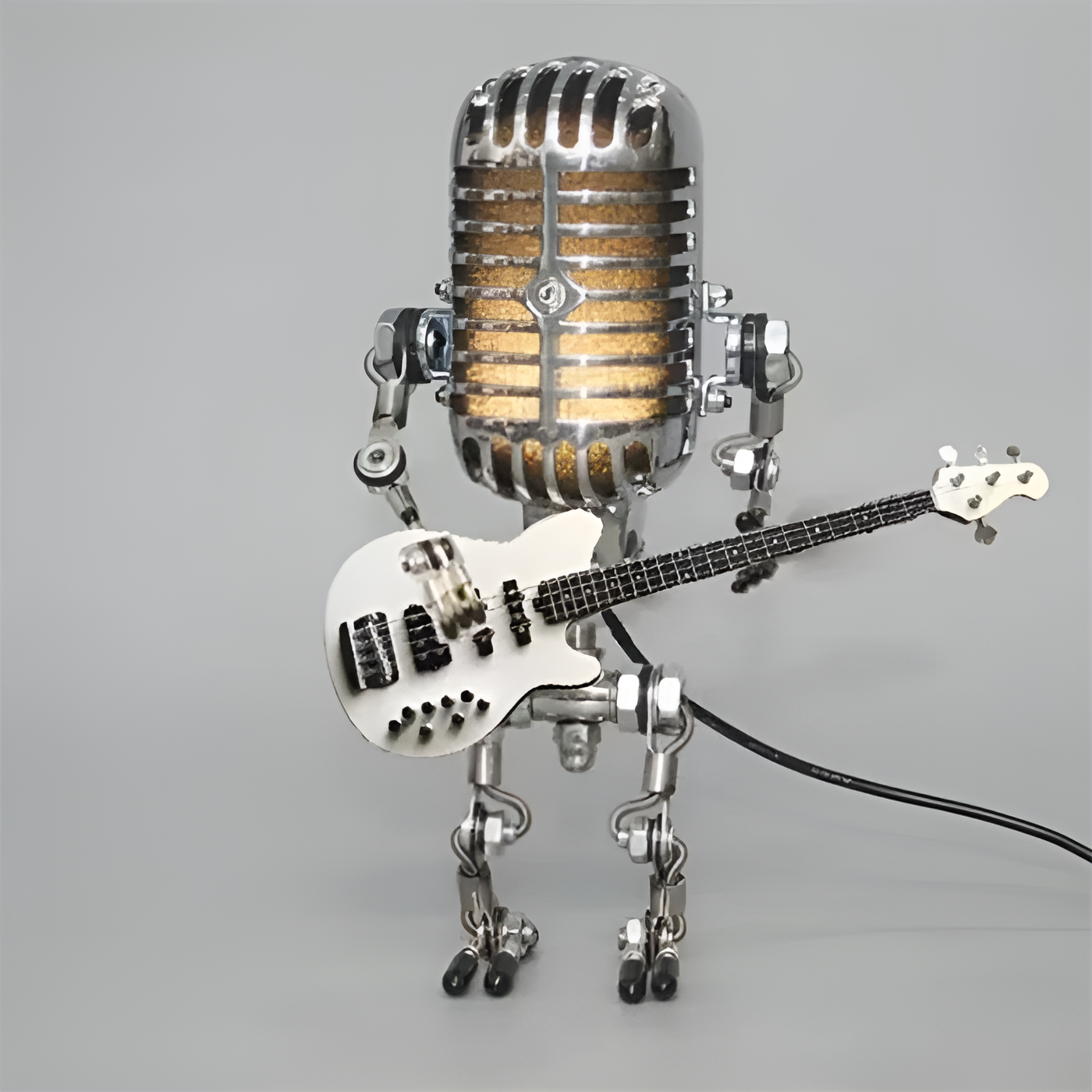 Robot Tischlampe mit Gitarre – LED-Deko im Vintage-Stil für den Schreibtisch | Karnz