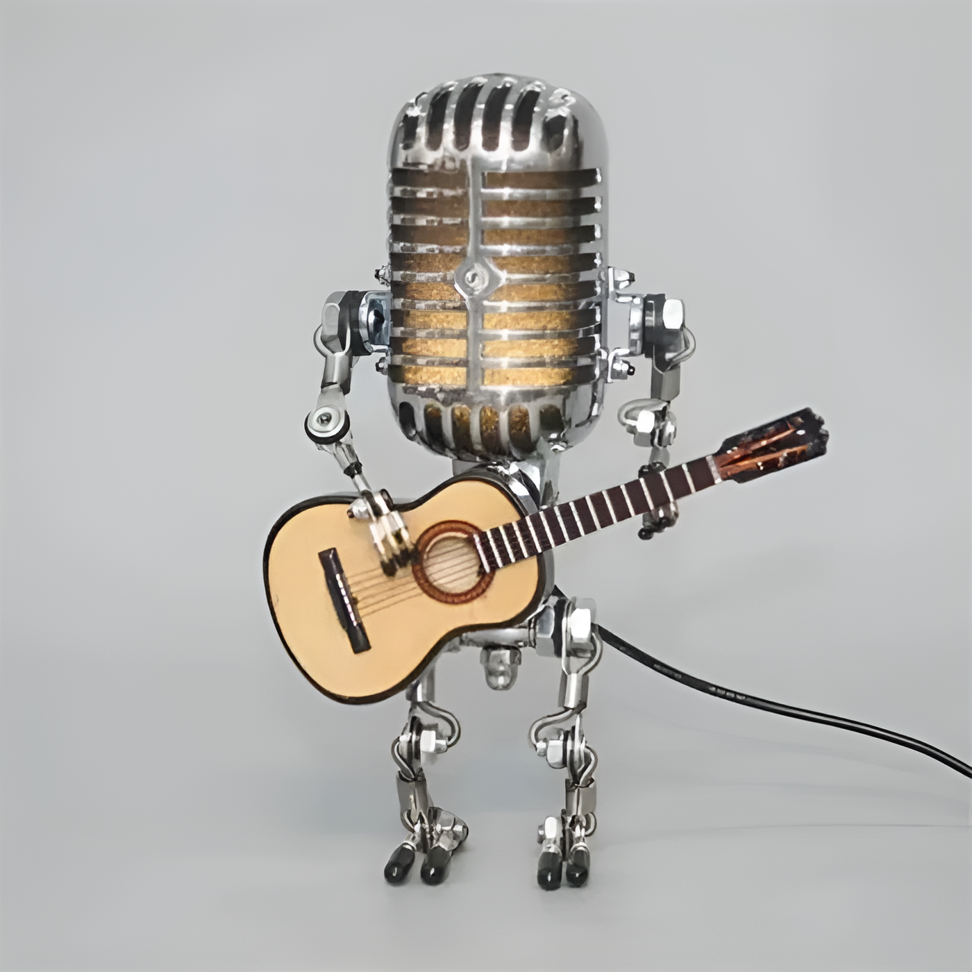 Robot Tischlampe mit Gitarre – LED-Deko im Vintage-Stil für den Schreibtisch | Karnz