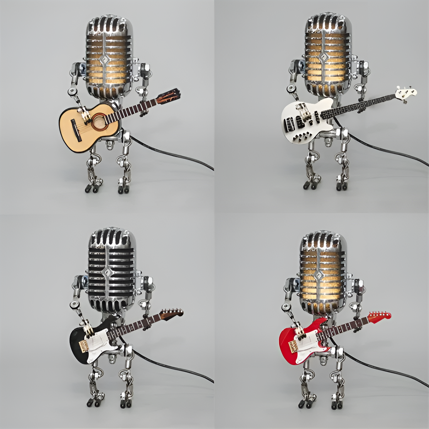 Robot Tischlampe mit Gitarre – LED-Deko im Vintage-Stil für den Schreibtisch | Karnz