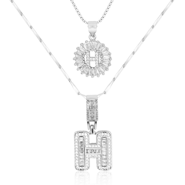 Karnz | 2pc 14k Diamant Buchstaben Initialen Halsketten