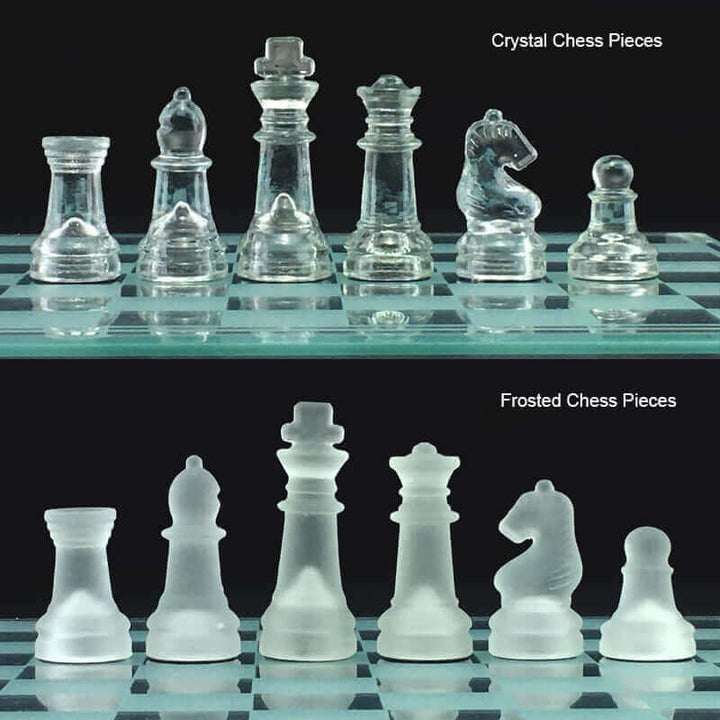 Sandsberg | Glas-Schachspiel | Mattierte Kristallfiguren mit Schachbrett