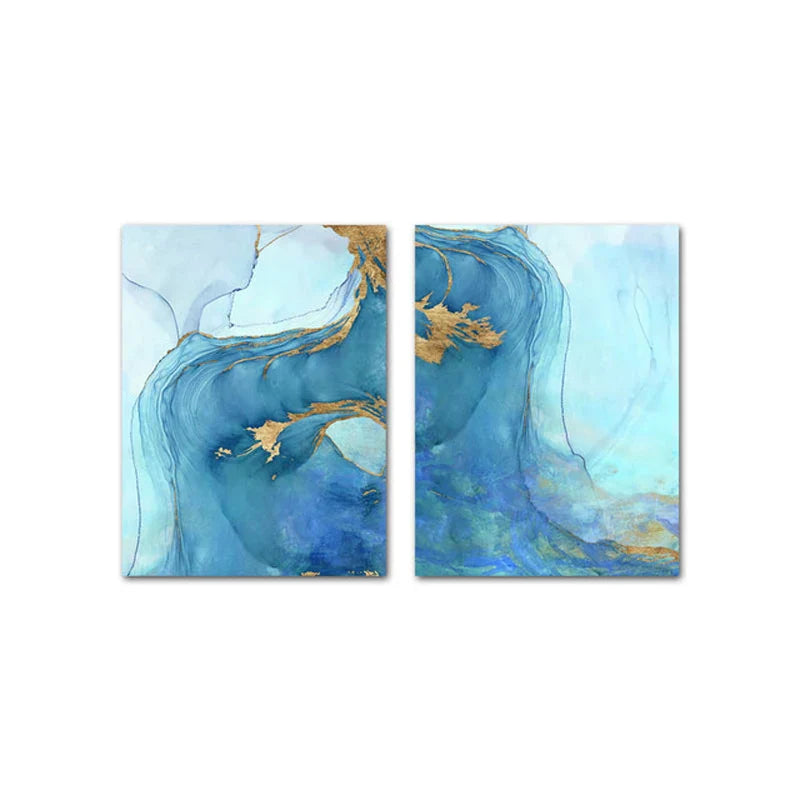 Blaue Aqua Azur Marmor Druck Wandkunst Feine Kunst Leinwanddrucke Abstrakte Bilder für modernes Wohnzimmer Hotelzimmer Heimbüro Dekor | Karnz