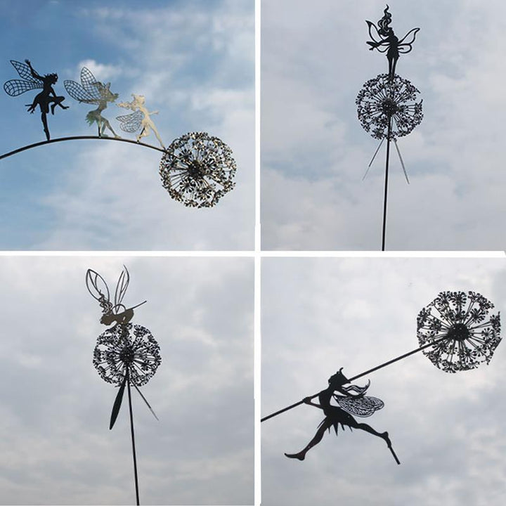 Feen und Löwenzahn tanzen zusammen Skulptur im Freien Garten