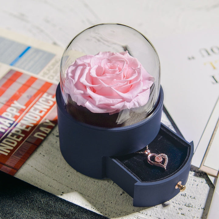 Karnz | Natürliche ewige Rose Halskette Schmuckbox