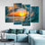 5-teiliges abstraktes Sonnenuntergang durch Ozeanwelle - Leinwand Wandkunstgemälde