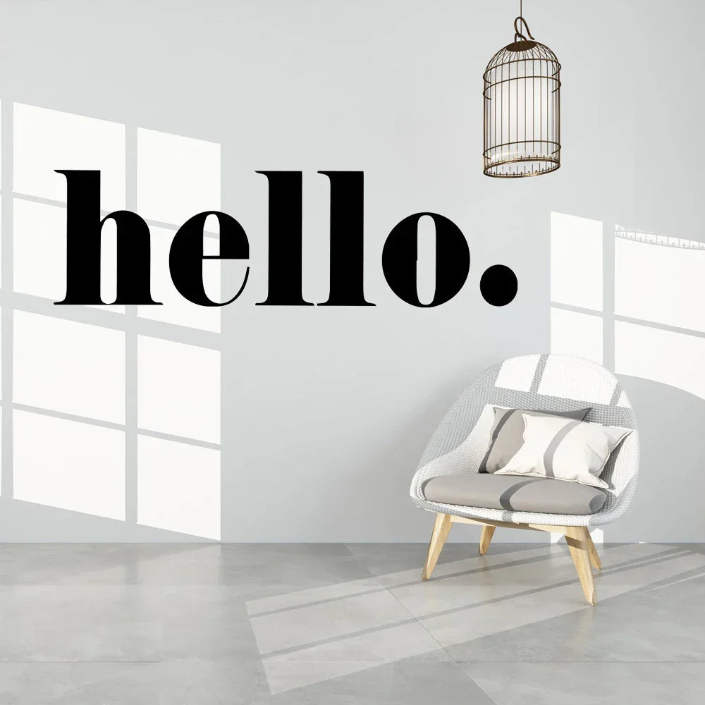Big Hello Wandaufkleber Moderne Typografie Willkommen Beschilderung Abnehmbar Peel and Stick PVC Vinyl Wandtattoo Für Eingangsbereich Flur Kreative DIY Wanddekoration | Karnz