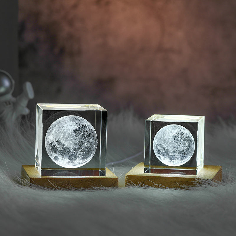3D Kristallwürfel Mond Nachtlicht | Karnz