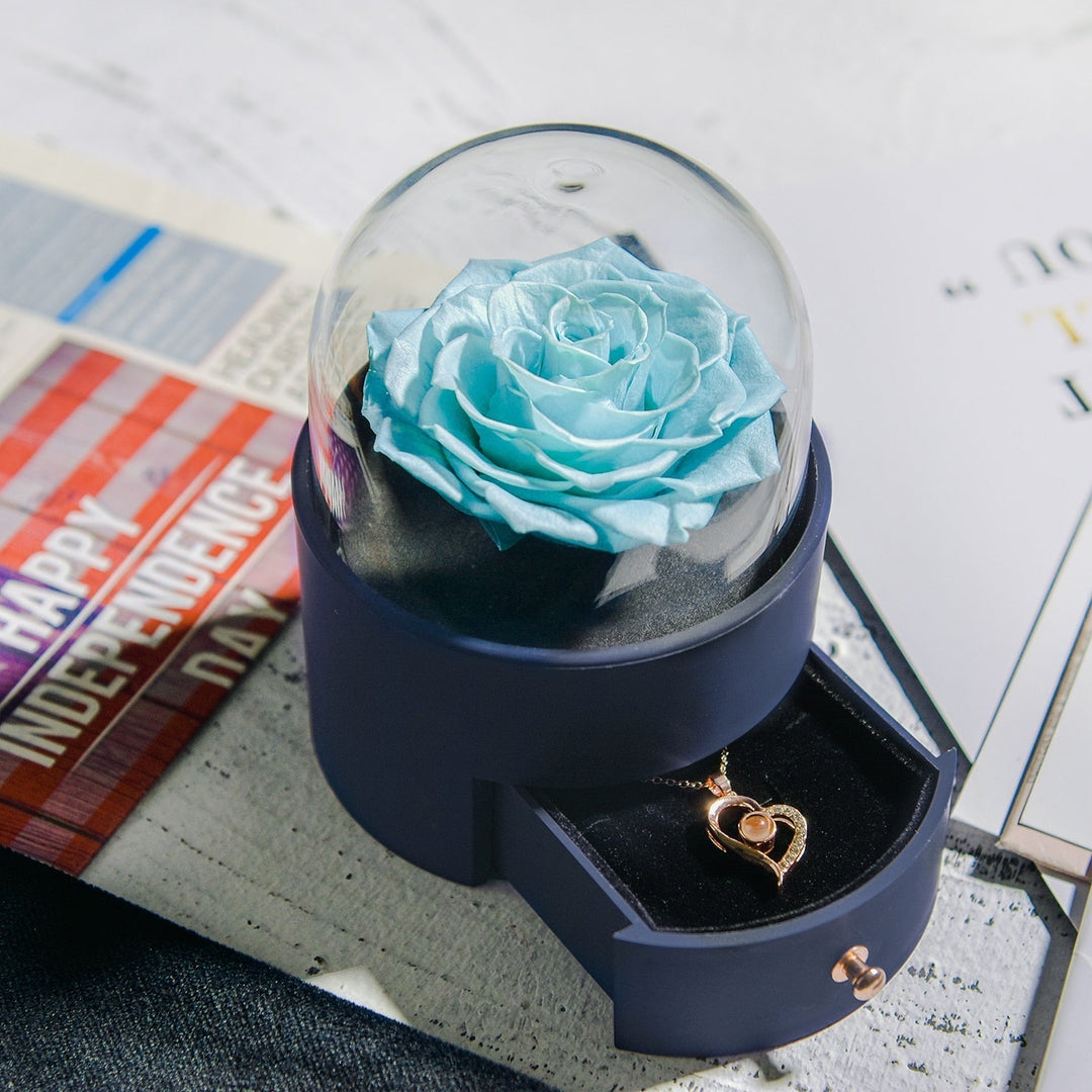 Karnz | Natürliche ewige Rose Halskette Schmuckbox