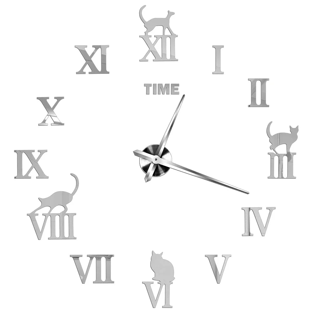 Große Wanduhr DIY 3D Selbstkleber Spiegel Acryl Wanduhr für Küche Esszimmer Wohnzimmer Kreative Wohnkultur | Karnz
