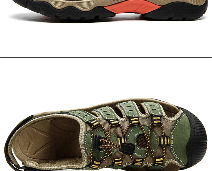 Sommer Herren Outdoor Sandalen Strand Schuhe Echtes Leder Trekking Wandern