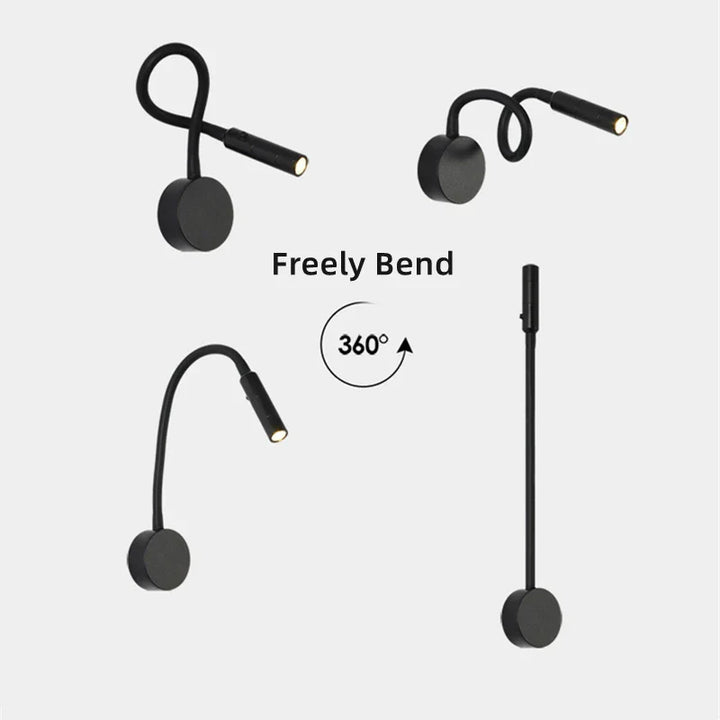 Karnz | Moderne Flexible LED-Lese-Wandlampe mit Schalter für Schlafzimmer und Studium - 1W/3W