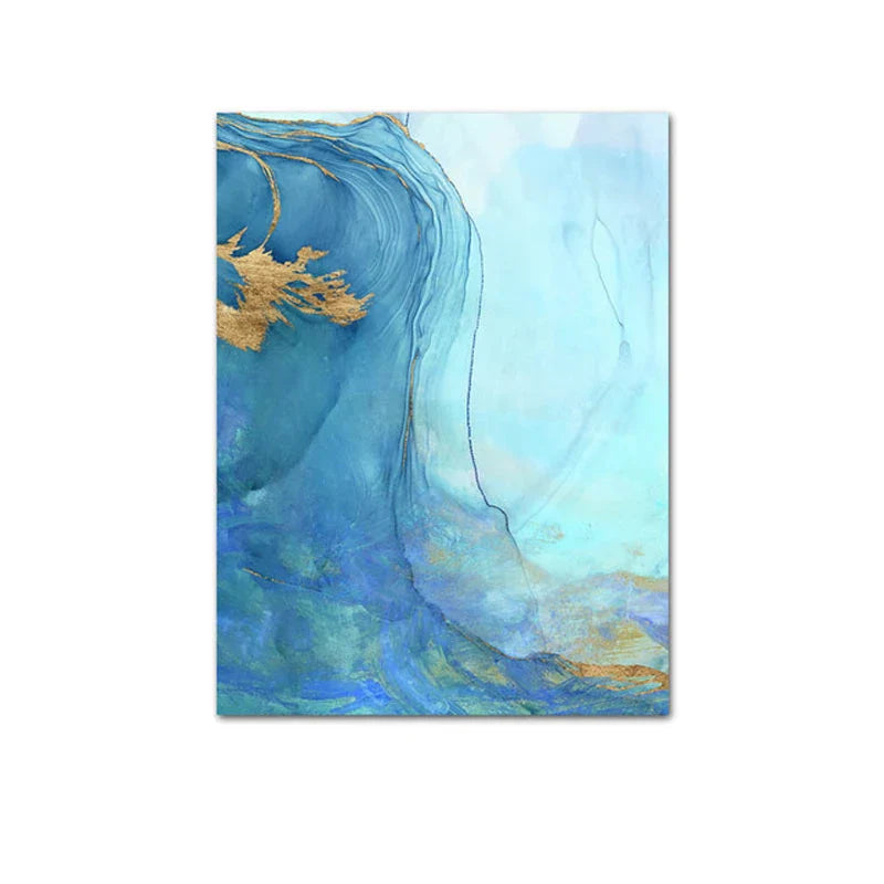 Blaue Aqua Azur Marmor Druck Wandkunst Feine Kunst Leinwanddrucke Abstrakte Bilder für modernes Wohnzimmer Hotelzimmer Heimbüro Dekor | Karnz