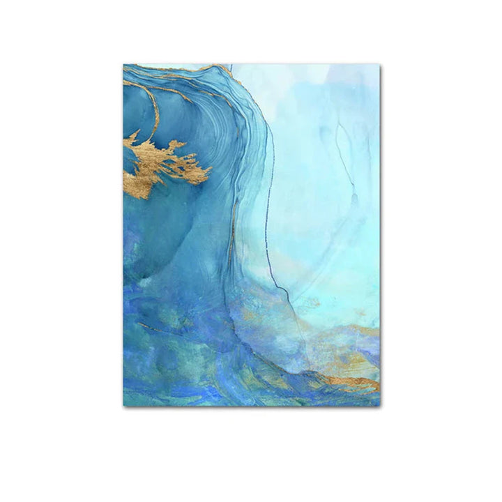 Blaue Aqua Azur Marmor Druck Wandkunst Feine Kunst Leinwanddrucke Abstrakte Bilder für modernes Wohnzimmer Hotelzimmer Heimbüro Dekor | Karnz