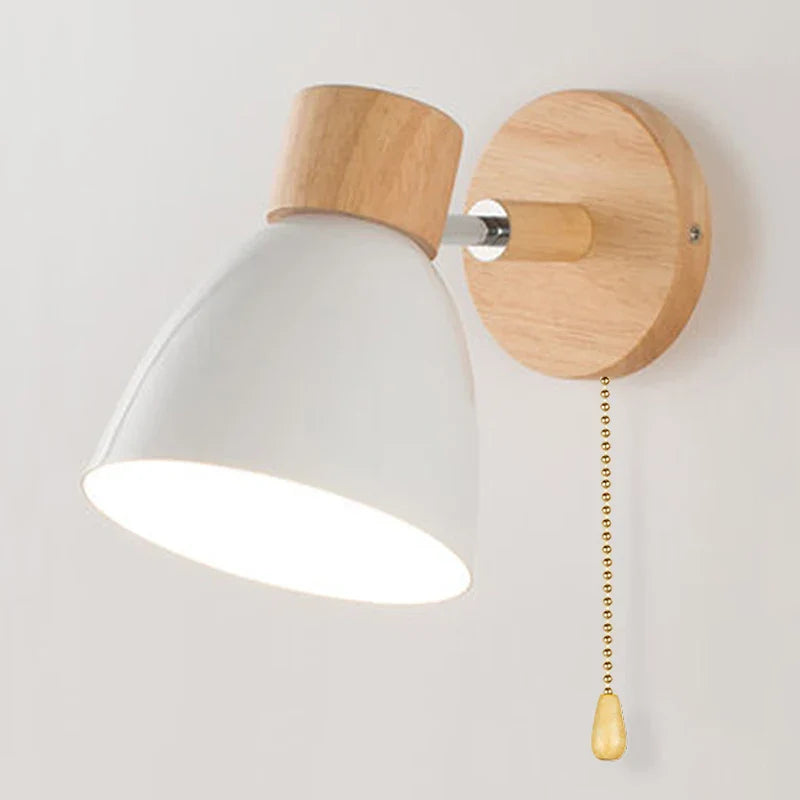 Karnz | LumoNord Macaron Wandleuchte | Holz & Metall | 90° schwenkbarer Lampenkopf | Skandinavisches Design | E27-Fassung (ohne Glühbirne)