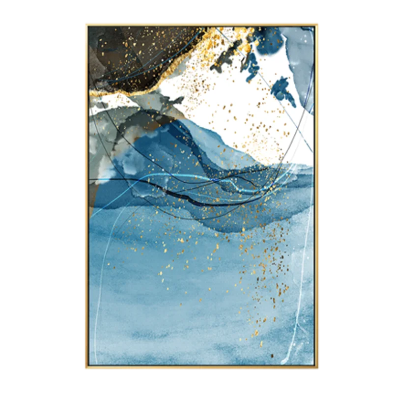 Abstrakte blaue gelbe graue Marmor Druck Wandkunst Fine Art Leinwanddrucke Bilder für moderne Wohnung Wohnzimmer Home Office Kunst Dekor