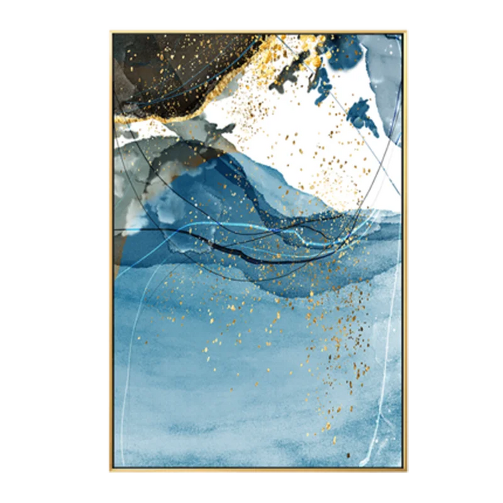 Abstrakte blaue gelbe graue Marmor Druck Wandkunst Fine Art Leinwanddrucke Bilder für moderne Wohnung Wohnzimmer Home Office Kunst Dekor