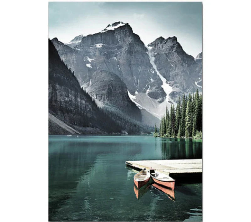 Bergsee Wildnis Landschaft Wandkunst Kunstdrucke Leinwand Poster Bilder von Ruhe für Wohnbereich Esszimmer Dekor