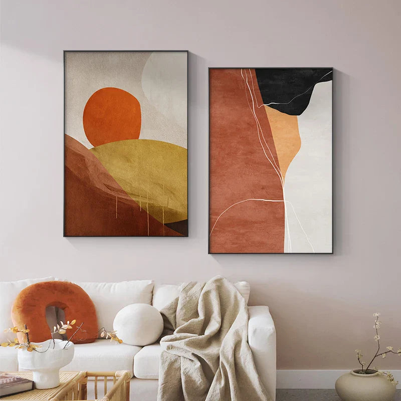 Auffällige Farbpaletten Zeitgenössische abstrakte Wandkunst Feine Kunst Leinwanddrucke Mittelpunkt Bilder für städtische Wohnung Wohnzimmer Kunst für modernes Wohnen