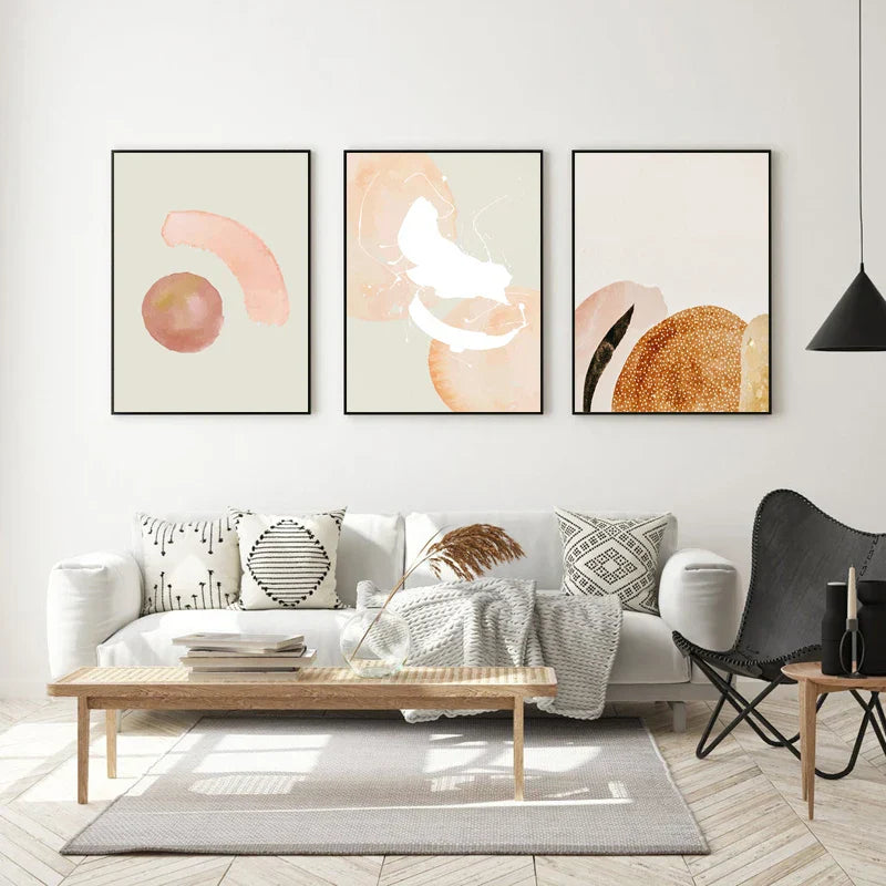 Minimalistische Pastell-Aquarell-Wandkunst Feine Kunst Leinwanddrucke Modern abstrakte nordische Bilder für Wohn- und Schlafzimmer Kunstdekoration | Karnz