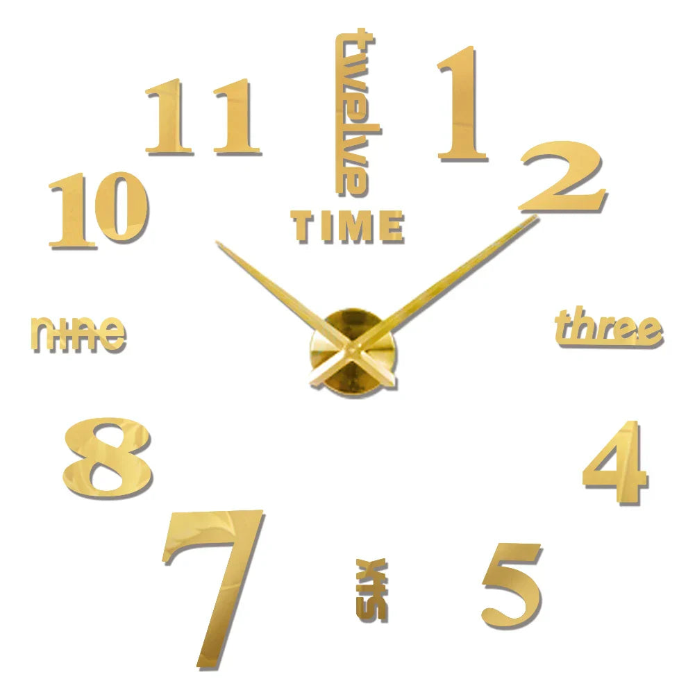 Große Wanduhr DIY 3D Selbstkleber Spiegel Acryl Wanduhr für Küche Esszimmer Wohnzimmer Kreative Wohnkultur | Karnz