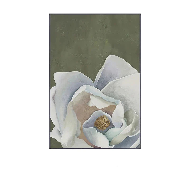 Skandinavische große florale Wandkunst feine Kunstdrucke auf Leinwand weiße Blütenblumen Poster moderne botanische Bilder für Foyer Wohnzimmer | Karnz